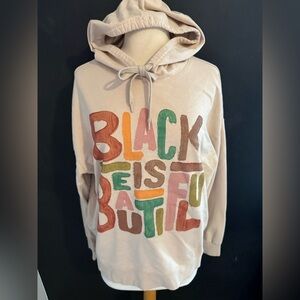 Black is Beautiful Cream Hoodie Sweatshirt XL